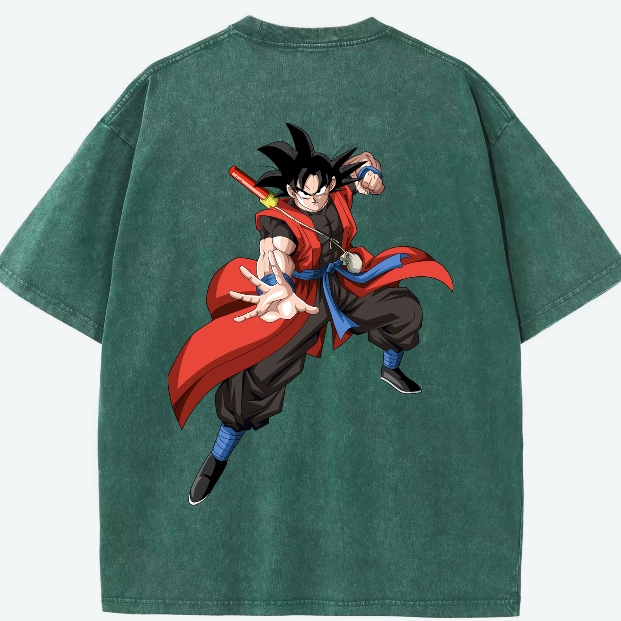 （画像用） ドラゴンボール 孫悟空（そん ごくう）Son Goku カカロット DRAGON BALL Kakarotto 綿100% ヴィンテージ風 半袖Tシャツ（背面プリント）